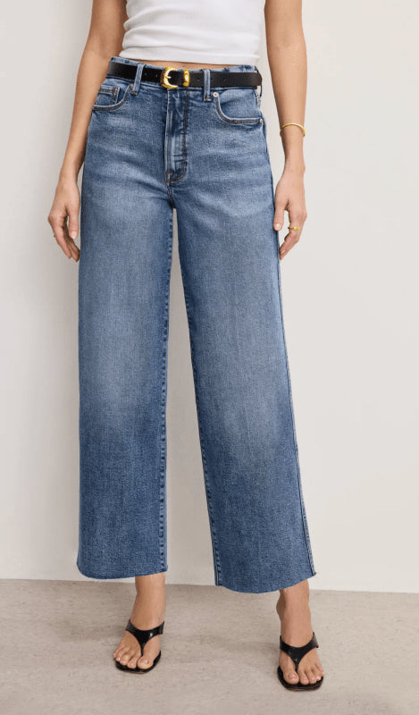 Good Skate Wide Cropped Jean in Dark - Good American - Dark Indigo
